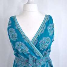 Load image into Gallery viewer, Anokhi for East Dress Midi Blue A Line 100% Cotton Block Print Sleeveless 18
