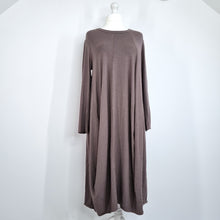 Load image into Gallery viewer, Oska Dress Midi Jersey Lagenlook Light Brown Long Sleeves Tunic Size 4 UK 16 18
