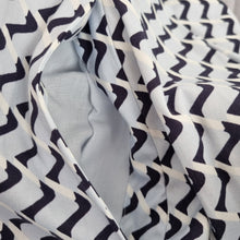 Load image into Gallery viewer, COS Dress Pleated A Line Pocket Blue Print UK 6 Work Cocktail Cotton Asymmetric
