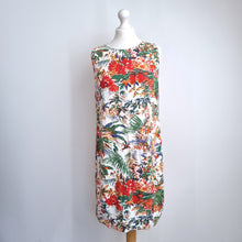 Load image into Gallery viewer, M&amp;S Linen Blend Dress UK 12 Shift Tropical Floral Colourful Summer Sleeveless
