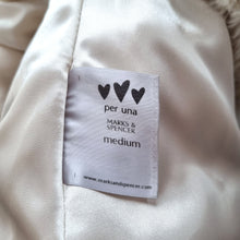 Load image into Gallery viewer, M&amp;S Faux Fur Coat Per Una Jacket Cream Beige Lined Hook &amp; Eye Evening Medium
