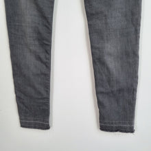 Load image into Gallery viewer, AllSaints Jeans Mast Fit W 28 Skinny Grey Panel Raw Hem Stretch Low Rise Grunge
