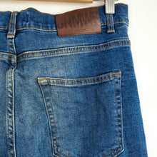 Load image into Gallery viewer, Zara Biker Jeans Distressed Skinny Zips Mid Blue Slim Ripped High Rise 40 UK 12
