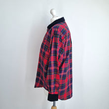 Load image into Gallery viewer, Vintage Jaeger Shirt Checked Plaid Red Cotton Wool Corduroy Collar Small 10 12
