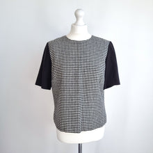 Load image into Gallery viewer, Hobbs Top Houndstooth Check Wool Blend Black White Blouse Work Chic Lined 14

