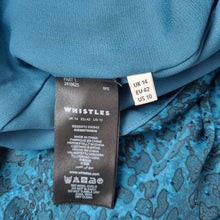Load image into Gallery viewer, Whistles Blouse Animal Print Blue Chiffon Lined Peasant Top Long Sleeves Work 14

