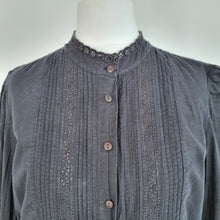 Load image into Gallery viewer, ME+EM Blouse Black Lace Detail Mock Neck Victoriana Long Sleeves Gothic Cotton 8

