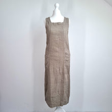 Load image into Gallery viewer, Sahara Midi Dress Beige Small Linen Bamboo Sheath Pockets Casual Slit Artisan
