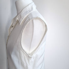 Load image into Gallery viewer, Mint Velvet Sleeveless Shirt 8 White Tunic Broderie Anglaise Silk Cotton Lined
