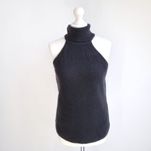 Load image into Gallery viewer, Reiss Sleeveless Jumper Cashmere Wool Knit Black Roll Neck Ribbed TopLarge

