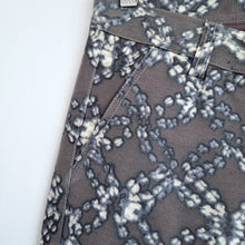 Load image into Gallery viewer, Supertrash Slim Fit Trousers Patterned Small Grey White Contrast Hem Zip Detail
