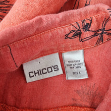 Load image into Gallery viewer, Chico&#39;s 100% Linen Blouse Giraffe Print Rust Terracota Shirt Tribal Size 1 Small
