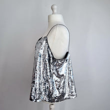 Load image into Gallery viewer, Very Sequin Camisole Top UK 24 Silver Lined Strappy Vest Party Plus Size Xmas
