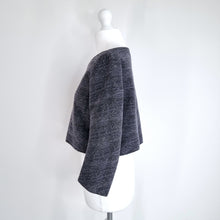 Load image into Gallery viewer, COS Cropped Top Tweed Dark Grey Blouse Long Sleeves Work Office Boxy Chic UK 6
