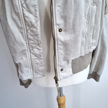 Load image into Gallery viewer, Anthropologie Marrakech Jacket Bomber Cream Beige Soft Moto Zip Buttons Large
