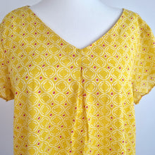 Load image into Gallery viewer, NEW White Stuff Top Yellow Blouse 100% Organic Cotton Pattern Short Sleeves 20
