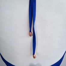 Load image into Gallery viewer, Figleaves Curve Bikini Top UK 24 BNWT Blue White Chevron High Halter Neck

