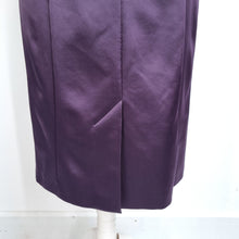 Load image into Gallery viewer, Laura Ashley Satin Dress UK 16 Purple Wiggle Occasion Cocktail Midi Shift Party
