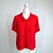 Load image into Gallery viewer, Vintage St Michael Blouse Bright Red Peter Pan Collar UK 12 Fits 8 10 Shirt 80s
