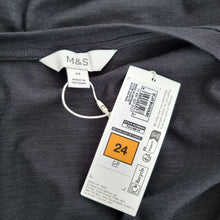 Load image into Gallery viewer, Marks &amp; Spencer T-shirt UK 24 Black V Neck Long Sleeves Cotton Modal Top
