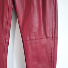 Load image into Gallery viewer, Zara Faux Leather Trousers Burgundy Dark Red Skinny Ankle Zip High Rise XS
