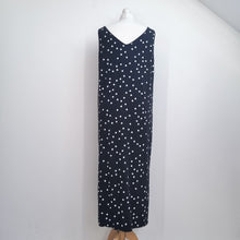 Load image into Gallery viewer, Hush Midi Dress Polka Dot UK 14 Black White Jersey Sleeveless Casual Holiday

