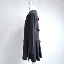 Load image into Gallery viewer, Sportmax Dress Black NEW Wool Skater Max Mara Ruffles Long Sleeves Mini UK 8
