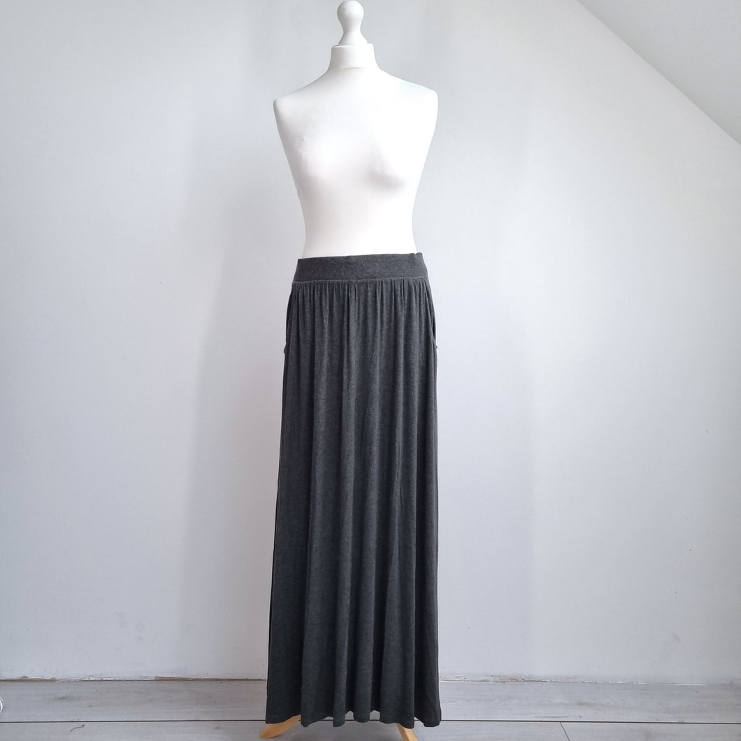 The White Company Skirt Maxi Large Jersey Pockets Dark Grey Stretch Casual ALine