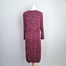 Load image into Gallery viewer, White Stuff Dress Pockets UK 14 Purple Burgundy Jersey Casual Print Long Sleeves
