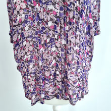 Load image into Gallery viewer, East Blouse Floral Print Peter Pan Collar Chiffon Short Sleeves Purple Lilac 18
