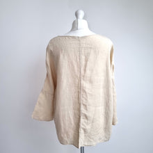 Load image into Gallery viewer, Elemente Clemente 100% Linen Top Size 1  UK 10 12 Beige Blouse Lagenlook Neutral
