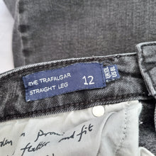 Load image into Gallery viewer, Boden Straight Jeans Black The Trafalgar Mid Rise Stretch Denim 12 Long Tall
