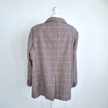 Load image into Gallery viewer, M&amp;S Blazer Jacket Check Plaid Wool Blend Grey Lined Coat Work Double Breast 24
