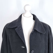 Load image into Gallery viewer, Vintage Coat Wool Camel Hair Blend UK 14 Oversized Black Classic Winter Long
