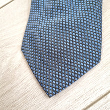 Load image into Gallery viewer, Hardy Amies Tie Blue Geometric Pattern 100% Silk Made in England Luxury Men's
