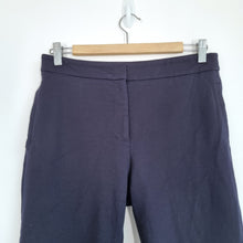 Load image into Gallery viewer, Jaeger Cigarette Trousers Navy Blue UK 10 Stretch Slim Fit Work Mid Rise Office
