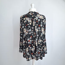 Load image into Gallery viewer, Marks &amp; Spencer Blouse Floral Print Plus Size 22 Black Long Sleeves Smock Top
