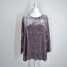 Load image into Gallery viewer, Bella Donna Crushed Velvet Top Blouse Lilac Long Sleeves Boho Tunic 12 14 16
