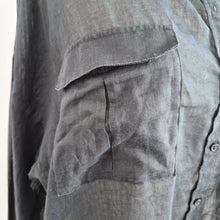 Load image into Gallery viewer, M&amp;S Autograph Blouse Black UK 22 100% Ramie Shirt Top Hi Low Semi Sheer Casual
