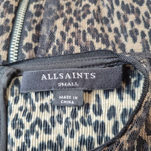 Load image into Gallery viewer, AllSaints Dress Leopard Print Tulle Kiara Linleo Party Long Sleeves Grunge Small
