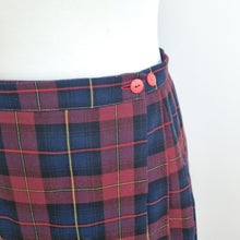 Load image into Gallery viewer, Vintage Essentials Tartan Skirt UK 18 16 14 Pleated Kilt Check Wrap Blue Red
