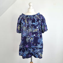 Load image into Gallery viewer, White Stuff Co-ord Set Shorts Top Blue Floral Cotton Summer Scalloped Medium
