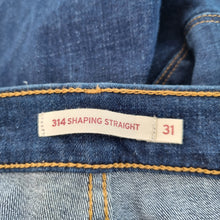 Load image into Gallery viewer, Levi&#39;s Shaping Straight Jeans W 31 Ladies 314 Dark Blue Mid Rise Stretch Denim
