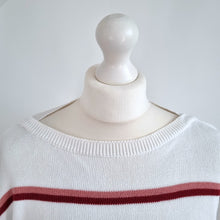 Load image into Gallery viewer, Barbour Jumper Women&#39;s Striped White Wetherlam Knit 100% Cotton Sweater 12
