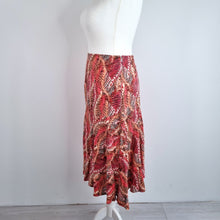 Load image into Gallery viewer, Per Una Midi Skirt 100% Linen A Line M&amp;S Leaf Print Flare Multicoloured Size 16
