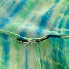 Load image into Gallery viewer, Warehouse 100% Silk Top Tunic Large Tie-Dye Blue Green Blouse Beach Coverup
