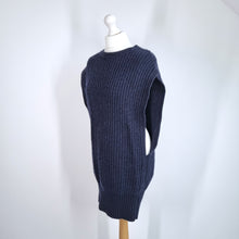 Load image into Gallery viewer, AllSaints Knitted Jumper Dress Large Navy Chunky Open Sides Tunic Vest Mouleon
