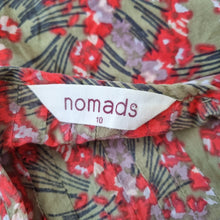 Load image into Gallery viewer, Nomads Floral Tunic Top UK 10 100% Cotton Red Green Boho Summer Blouse Indian
