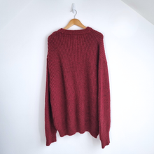 Load image into Gallery viewer, Next Chunky Knit Jumper XXL Men's Fisherman Wool Blend Burgundy Oversized Crew

