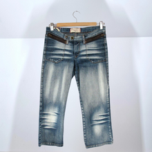 Load image into Gallery viewer, Vintage Y2K Firetrap Jeans Cropped Faded Zippers Light Blue Acid Retro Skinny 28
